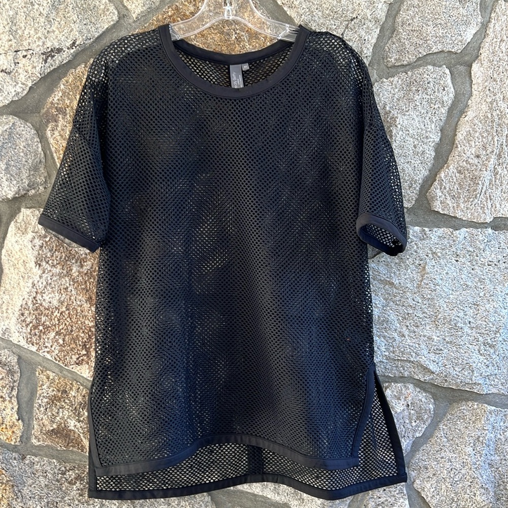 Sweaty Betty Black Mesh Short-Sleeve Top